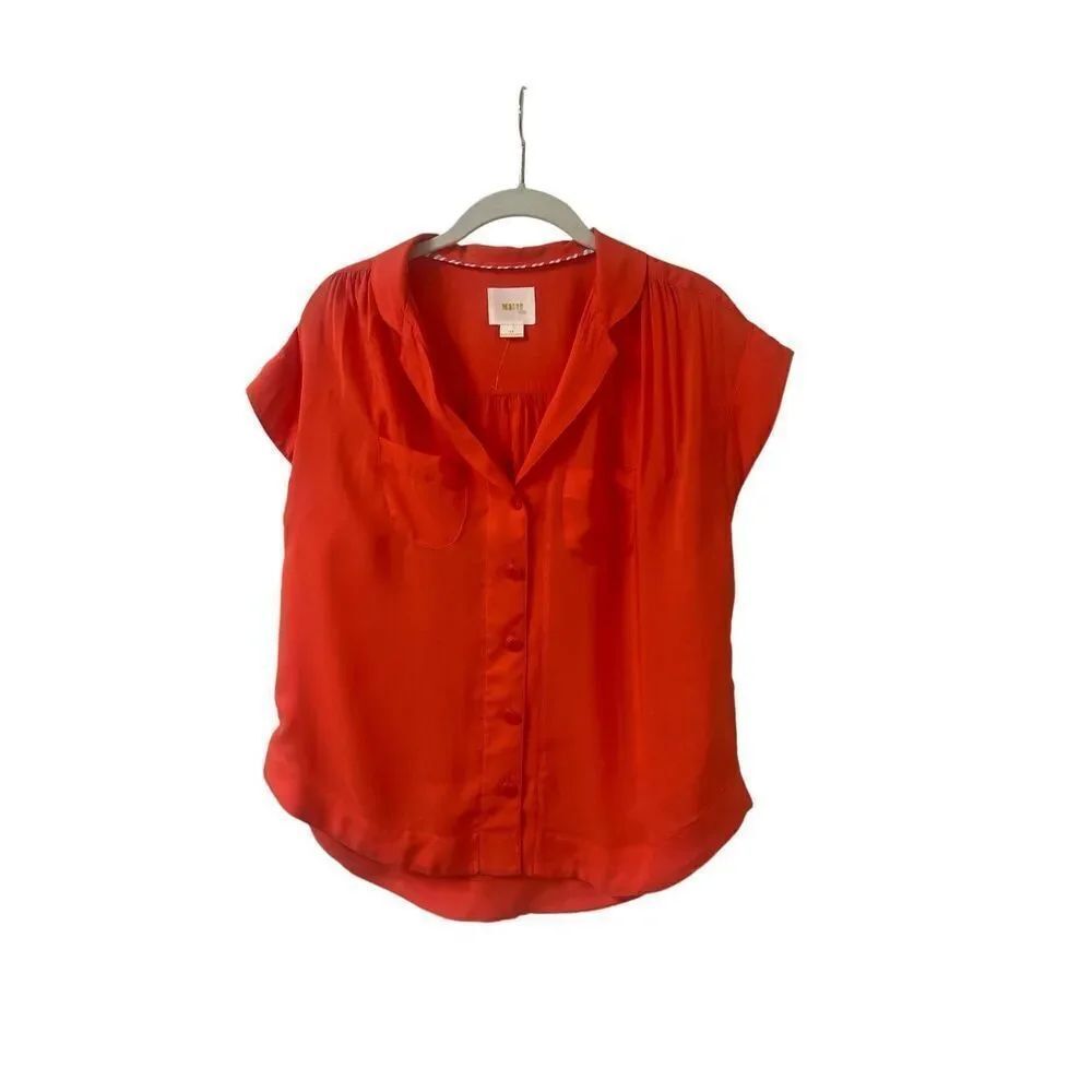 Anthropologie blouse by Maeve Orange sz XS